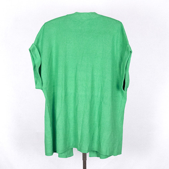 J.Jill Short Sleeve Cotton Blend Ribbed Cardigan Sweater XL Soft Pistachio Green - Picture 5 of 6